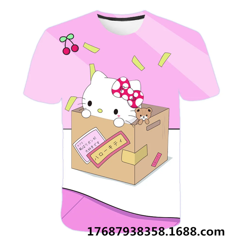 

Женская футболка с коротким рукавом, круглым вырезом и принтом «Hello Kitty»