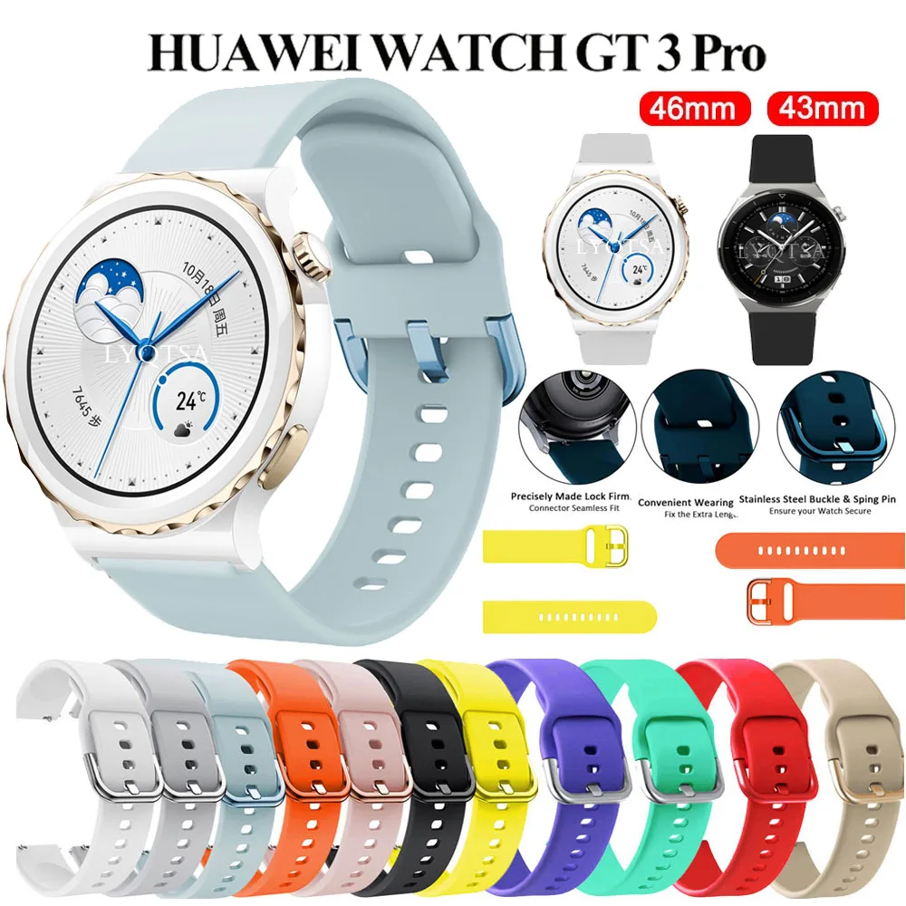 

20 22mm Soft Silicone Sport Strap For Huawei GT 2 Pro Bracelet For HUAWEI WATCH GT 3 PRO 43mm 46mm Watchband Band For GT3 42mm