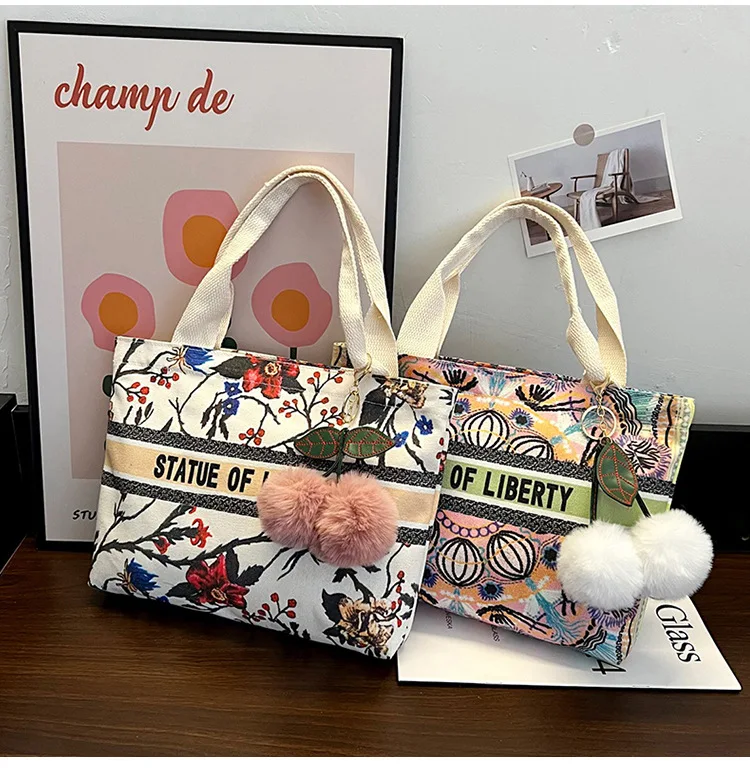 Сумка-тоут женская холщовая роскошный саквояж на плечо милый модный чемоданчик