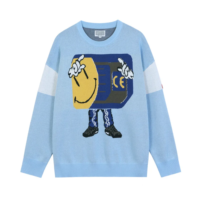 

Men Woman 1:1 Top Quality Crewneck Jacquard Cav Empt Sweater Blue CAVEMPT C.E Sweater