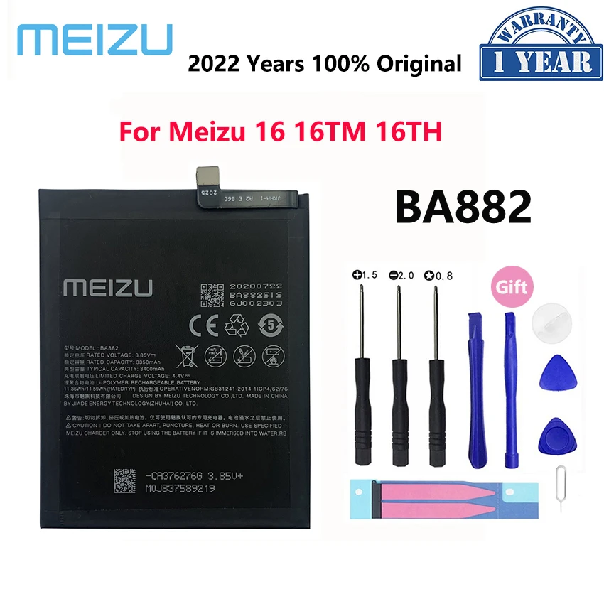 100% New Original 3010mAh BA882 Replacement Batteries For Meizu 16 16TM 16TH Mobile Phone Battery Bateria