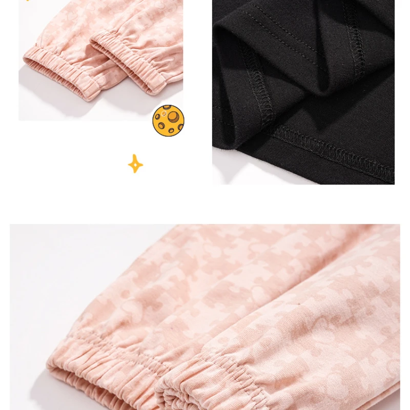 New Spring and Summer Pajamas for Women's Cotton Round Neck Loose Sweet Cute Long-sleeved Trousers Home Service Suit Loungewear