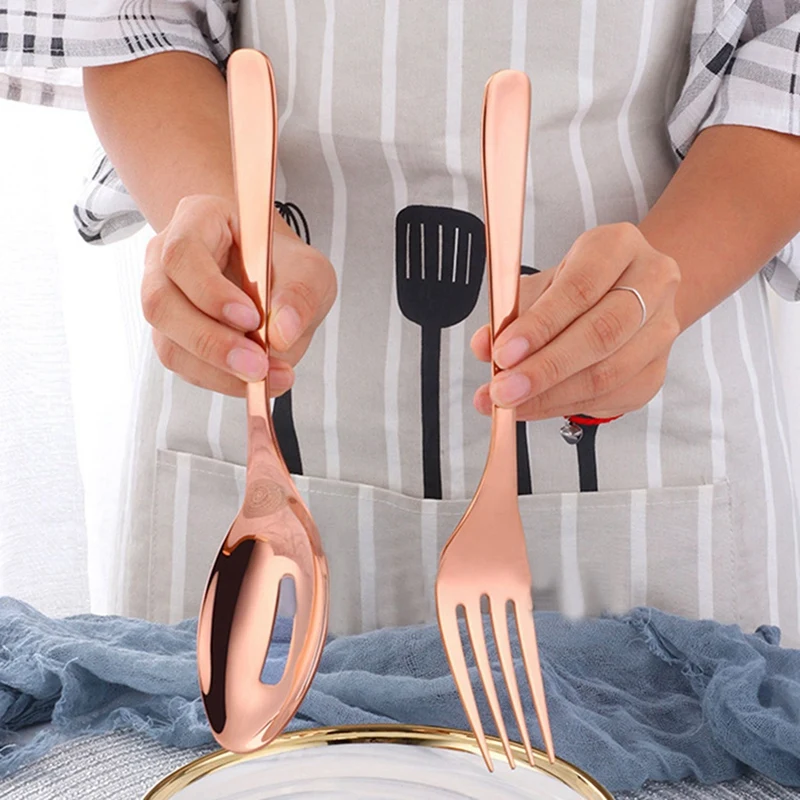 6 шт. нержавеющая сталь большой размер длинная ручка сервировочная салатная