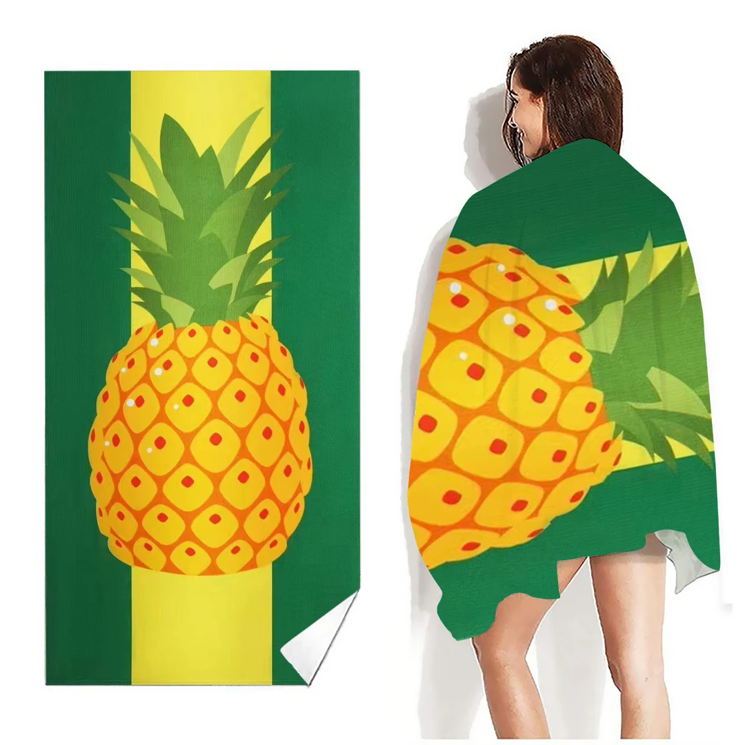 Tropical Fruit Pineapple Print Bath Towel Soft Microfiber Quick-dry Beach Towel Outdoor Sports Travel Portable Blanket Towels