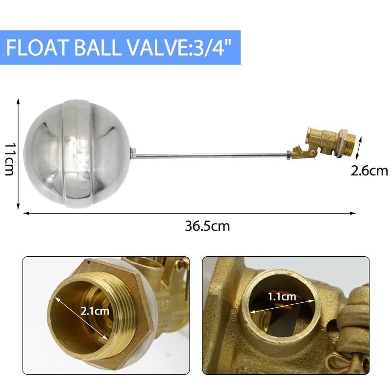 

Латунный поплавковый клапан JIECARE 1/2", 3/4", 1"