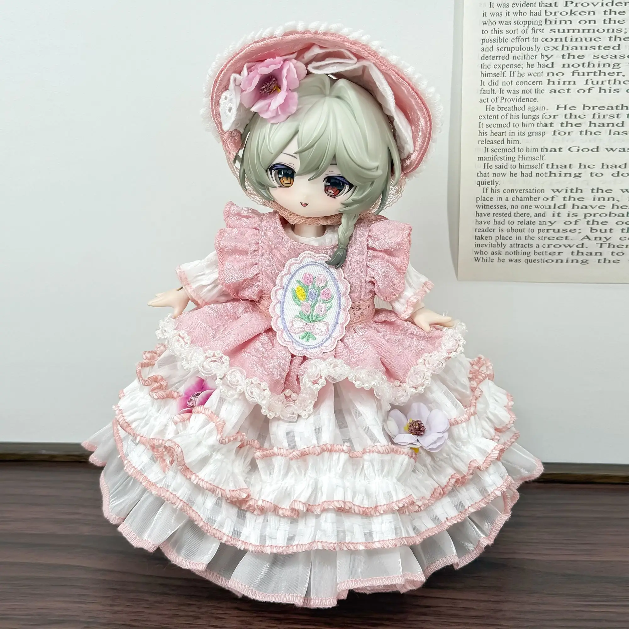 Фото Милый японский кимоно для куклы BJD в масштабе 1/6, традиционный халат с принтом розового кролика и яблока для куклы BJD 1/6, кукла в комплект не входит. №3
