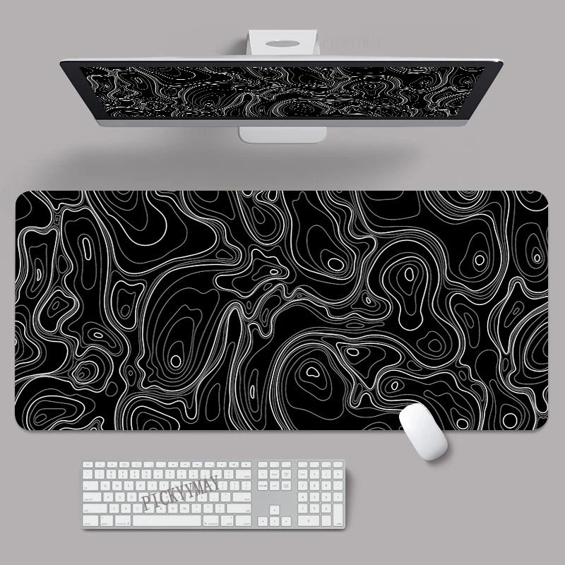 

Black And White Large Mouse Pad 100x50cm Line Art Large Mouse Mat Big Desk Pads Non-Slip Rubber Mouse Pad Big Keyboard Mats