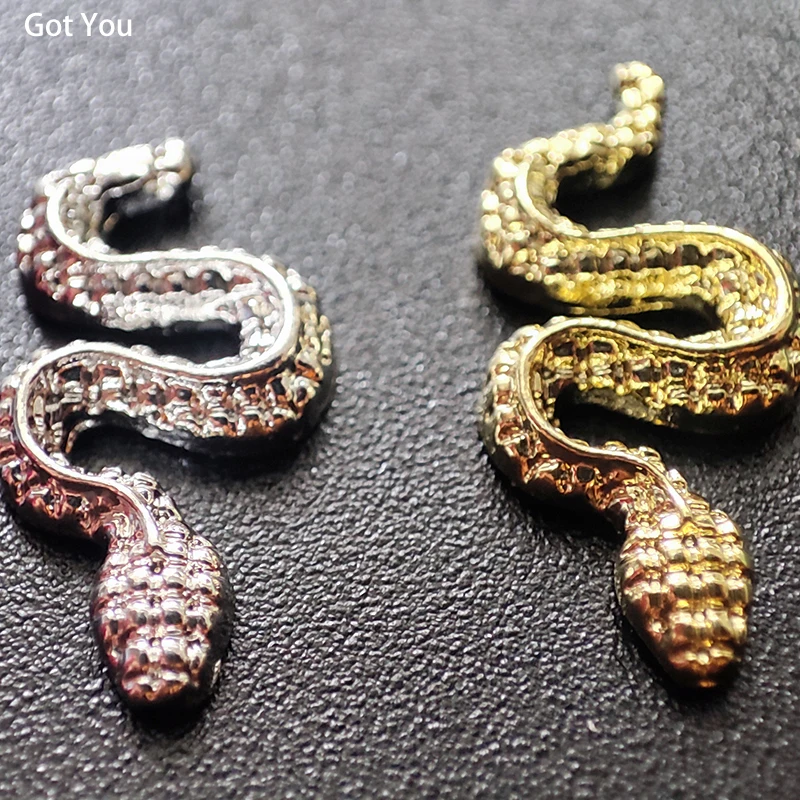

NewSnake Nail Art Charms Luxury Retro 3D Gold Silver Metal Diamond Nail Art Decoration Manicure Tips Snake Nail Jewelry Supplies