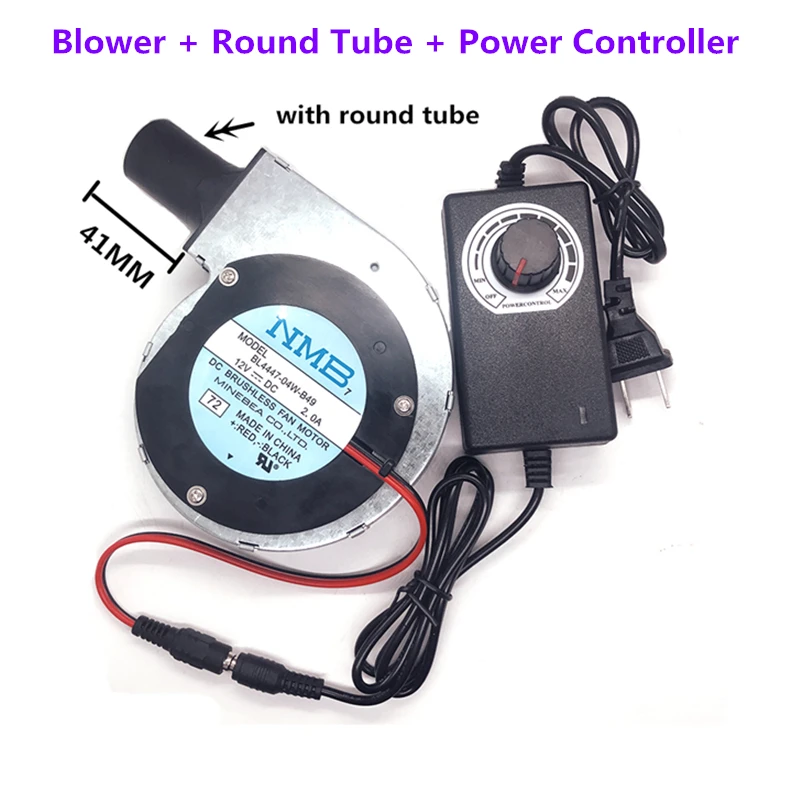Bbq Grill Metal Turbo Ventilador com Duto Adaptador de Velocidade Ajustável Fogão a Madeira Ventilador Alto Volume ar Novo Bl444704w-b49 12v 2a 11028