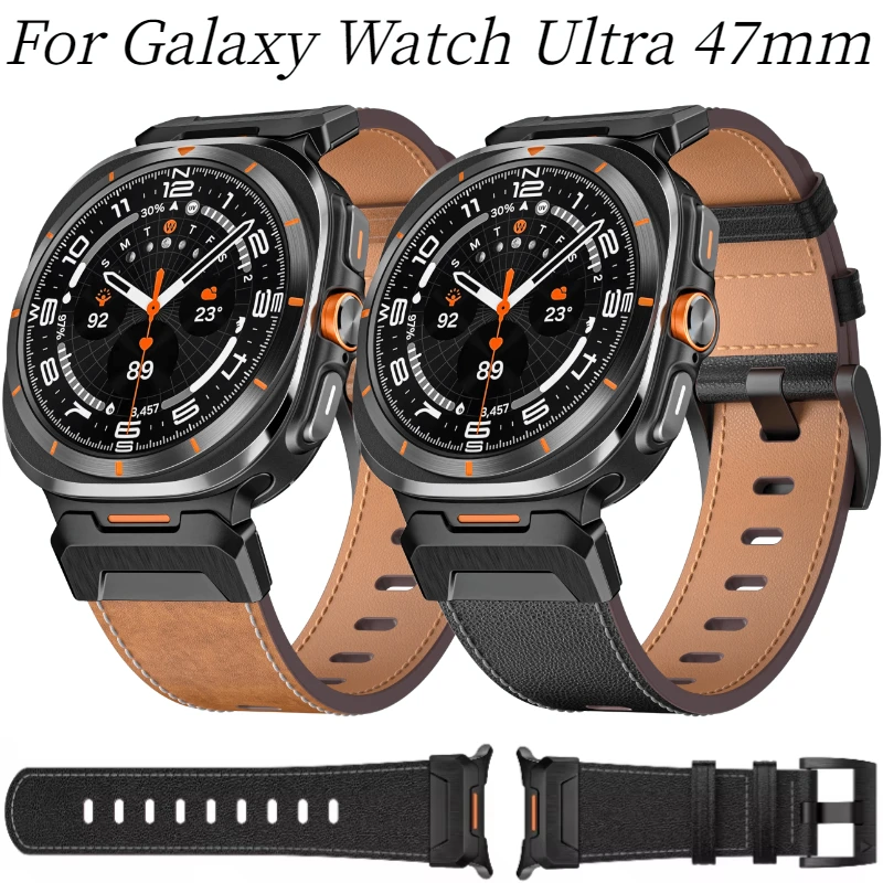 Металлический + кожаный ремешок для Samsung Galaxy Watch Ultra 47 мм сменный Браслет из