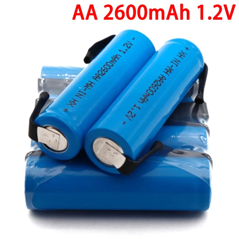 

1PC 1.2V AA 2600mAh Rechargeable Battery Ni MH Cell Blue Shell with Tabs Pins for Electric Shaver Tool Brush