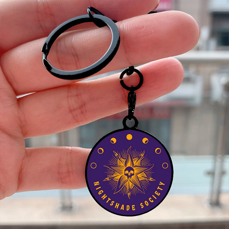 

Wednesday Nightshade Society Nevermore Academy Addams Key chain Key Tag Motorcycles Cars Backpack Keychain For Friends Gifts