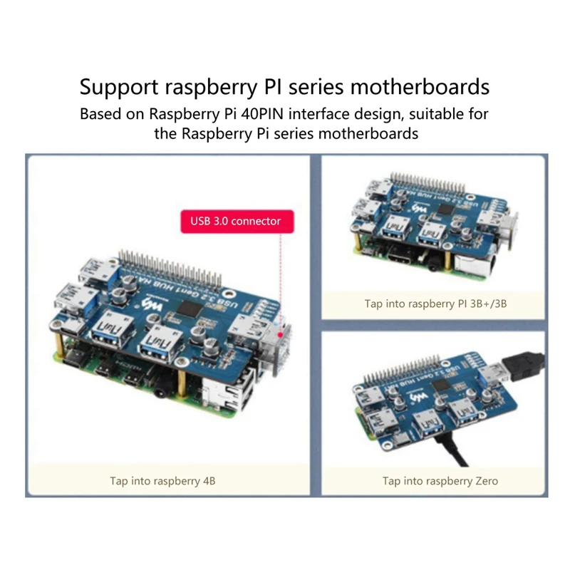 Плата расширения головки Waveshare USB 3 2 Gen1 HUB для Raspberry Pi 4B 3B + Zero порты без драйвера |