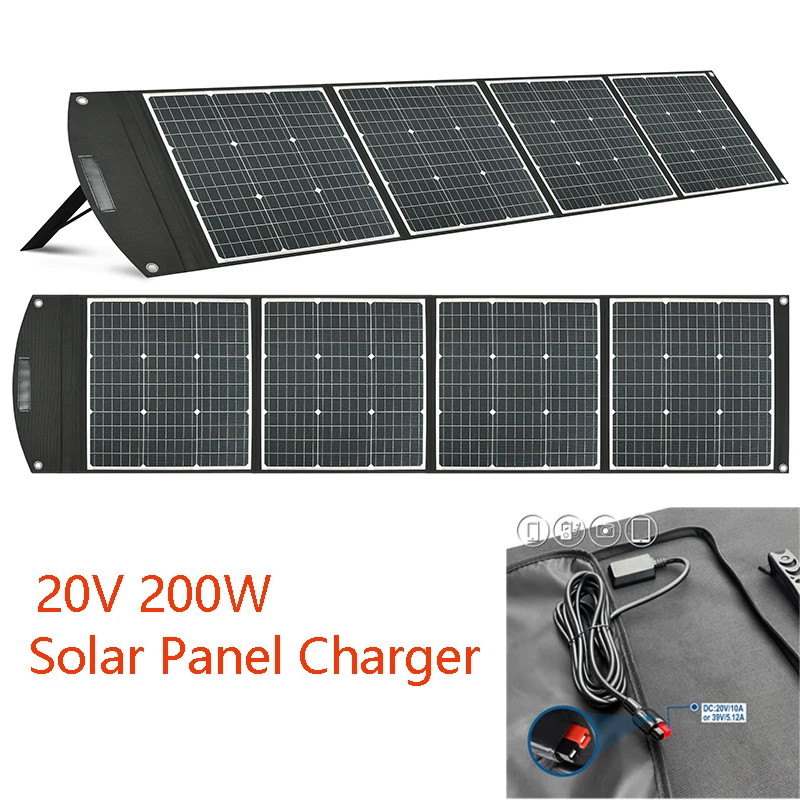 

Solar Panel Foldable 200W Complete Kit 20V Portable Solar Generator Power Station Battery Charger For Home Outdoor Camping Car