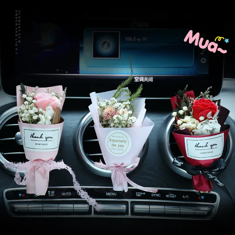 

Rose Dried Flowers Bouquet Car Air Outlet Fragrance Clip Car Interior Diffuse Auto Decoration Perfume Car Air Conditioning