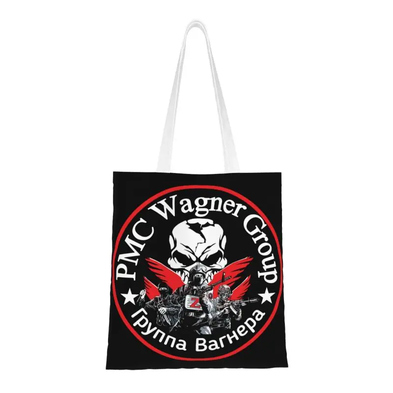 

Милые сумки-тоуты Pmc Wagner Group для покупок с логотипом, переработанные холщовые сумки для продуктов, сумка через плечо