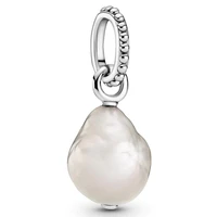 authentic 925 sterling silver moments freshwater cultured baroque pearl dangle charm fit pandora bracelet necklace jewelry