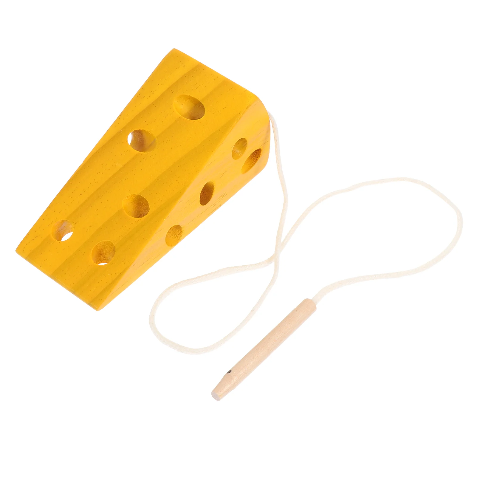 

1Pc Cheese Threading Brain Development Playset Wooden Cheese Plaything