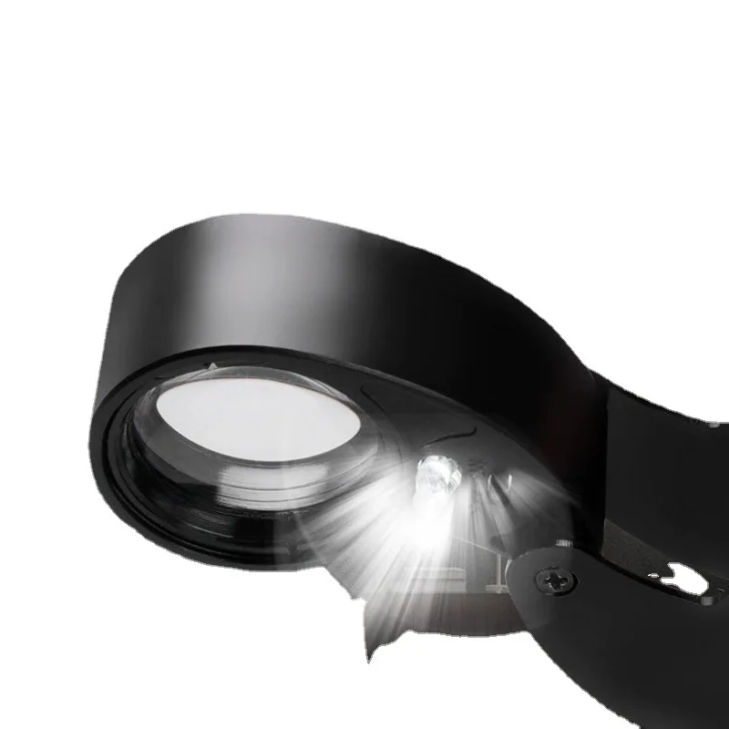 40X Foldable Magnifier with LED Light Portable HD Handheld Magnifying Glass for Jewelry Coins Stamps Antique Identification Tool