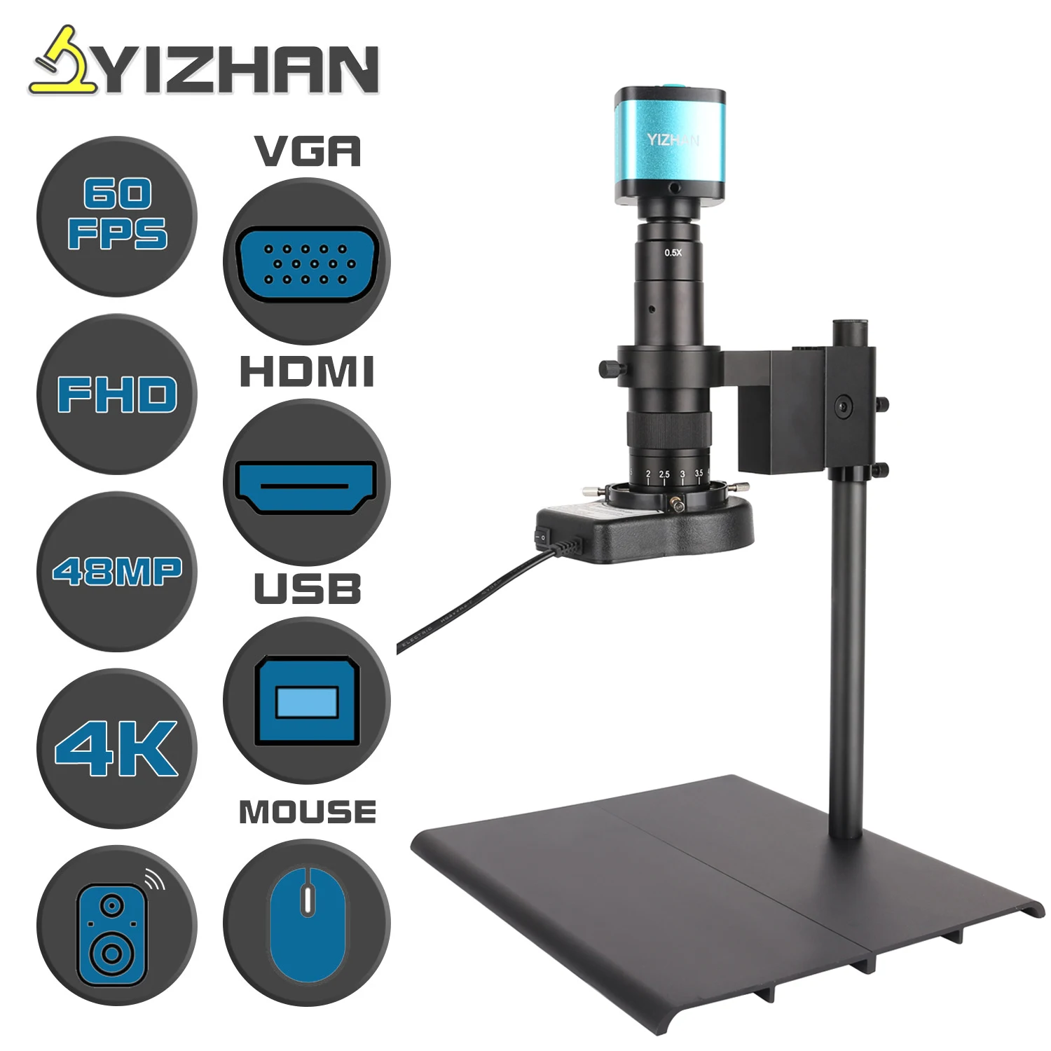 

48MP 4K Electronics Microscope For Soldering 2K Digital Microscope Camera HDMI USB VGA 13MP 38MP 180x Zooms Lens 56 LED Light