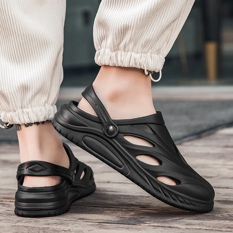 Summer Mens Breathable Beach Sandals Thick Sole Clogs Cool for Wading Fishing Outdoor Sandals