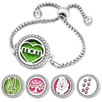 new mom commemorate bangle adjustable women charm heart bracelet essential oil diffuser aromatherapy zircon locket jewelry gift