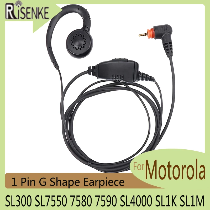 Walkie Talkie Earpiece,1 Pin G Shape Earphone Headset with Mic for 2 Way Radio Motorola SL300 SL7550 7580 7590 SL4000 SL1K SL1M