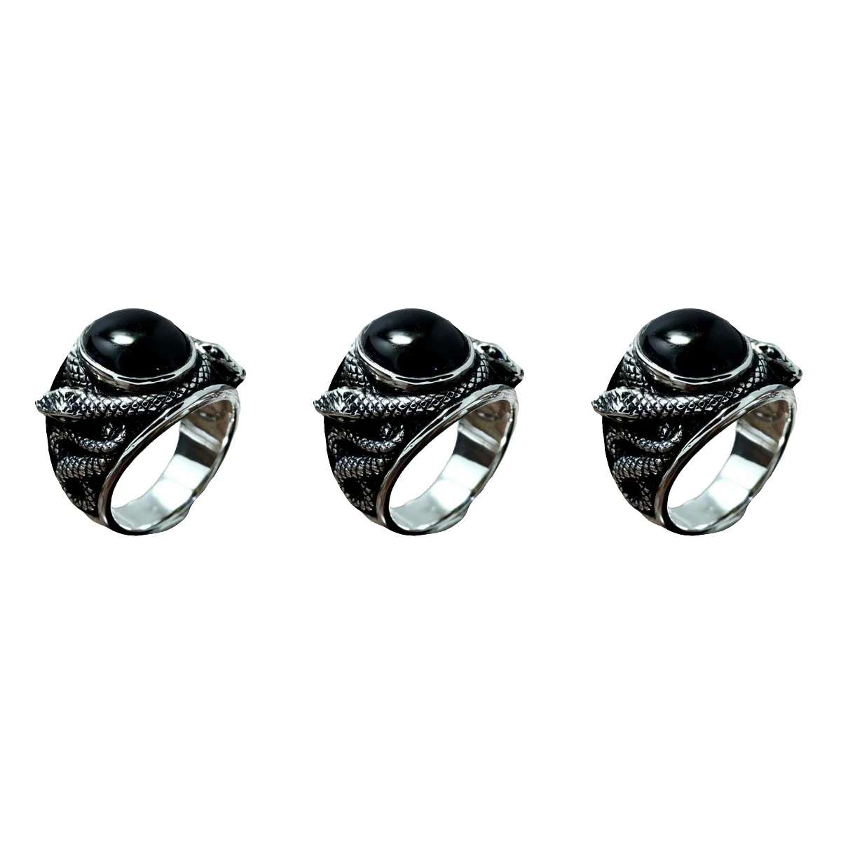 

Ring Snake Rings Black Finger Women Ovalsignet Coiled Vintage Accessory Gothic Adjustable Open Couple Punk Unique Biker Gemstone