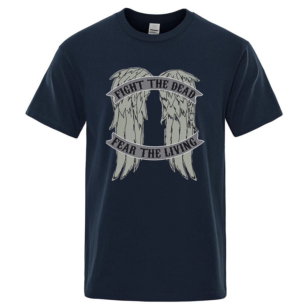 

Fight The Dead Fear The Living Tops Mens Fashion Street T-Shirt Summer Vintage Clothing Hip Hop Loose Sweat Cotton Men Tshirts