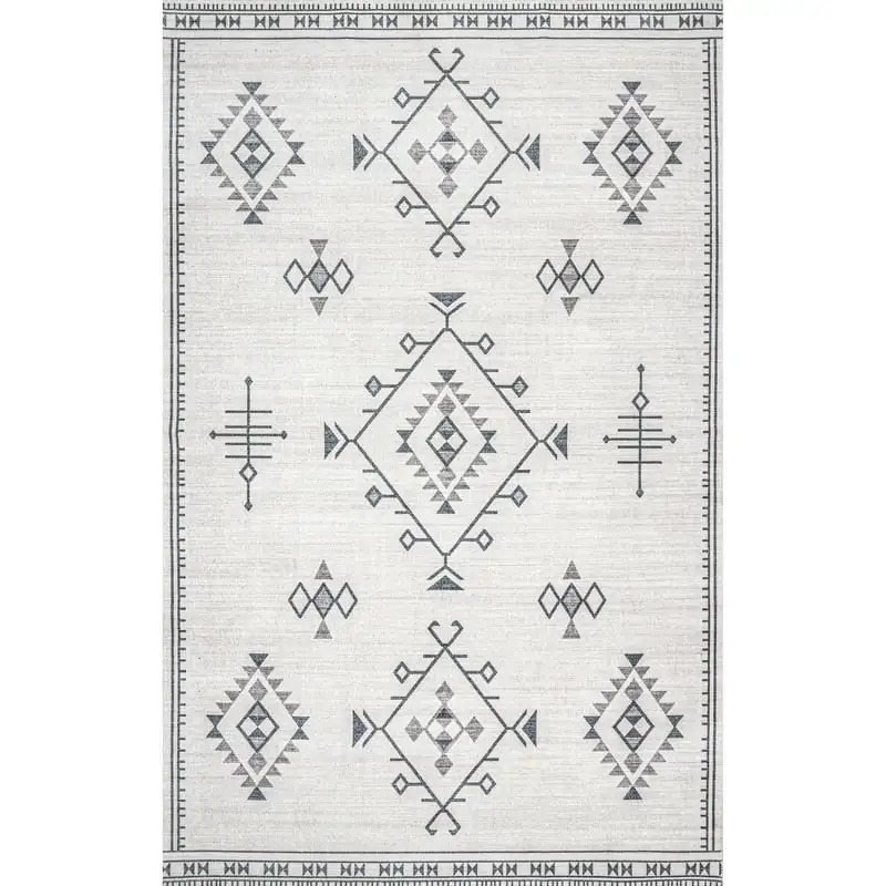 

Southwestern Machine Washable Area Rug, 5' x 8', Cream