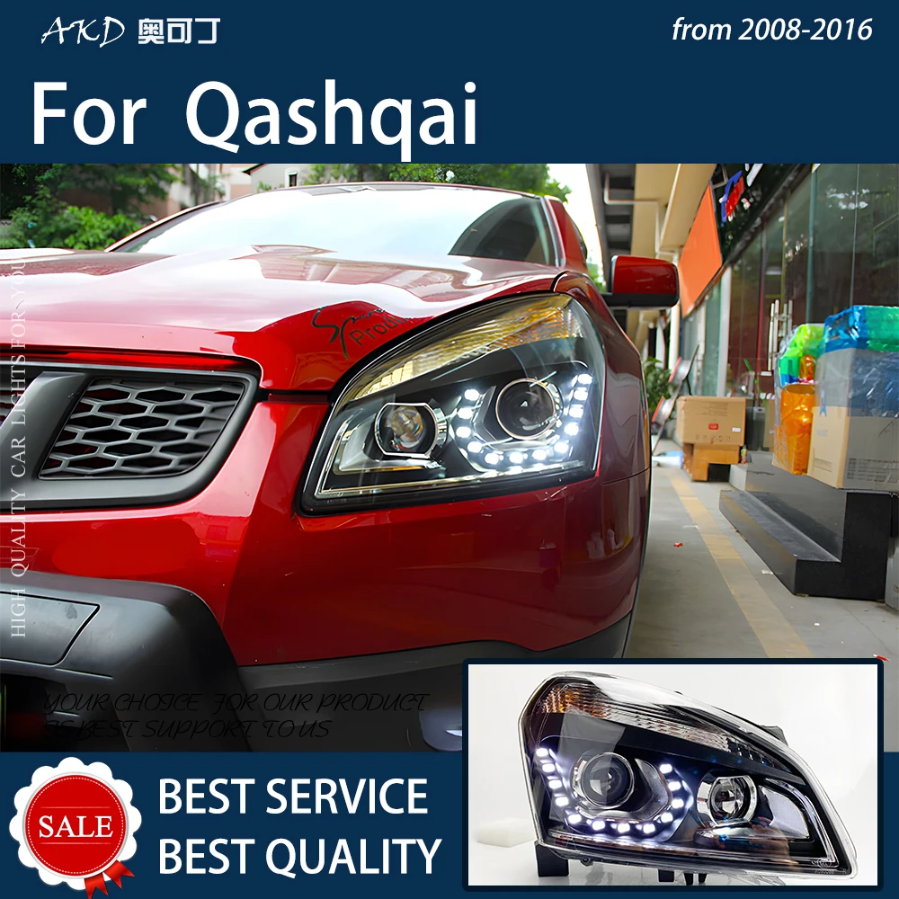 Фото Автомобильные фары для Qashqai 2008-2016 фотоэлемент в сборе, обновление разрывов глаз, дизайн, двухуровневый фотоэлемент, аксессуары для Facelift №2