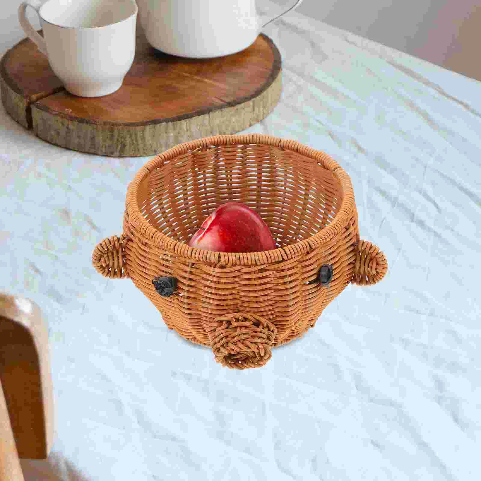 

Woven Bread Basket Reusable Imitation Rattan Fruit Basket Serving Basket for Fruit Bread Vegetable