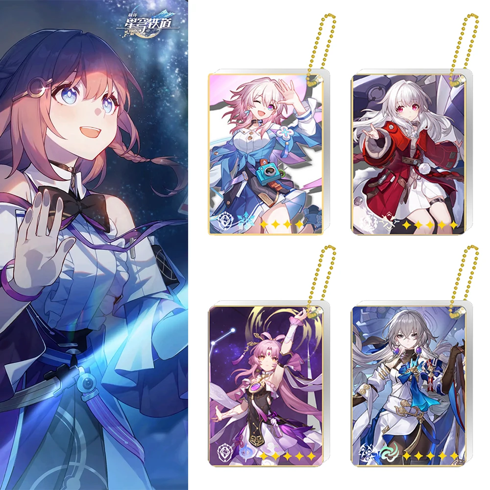 

Games Honkai Star Rail Keychain Cosplay Anime March 7th Himeko Bronia Hill Acrylic Cartoon Key Chain Accessories Pendant Keyring