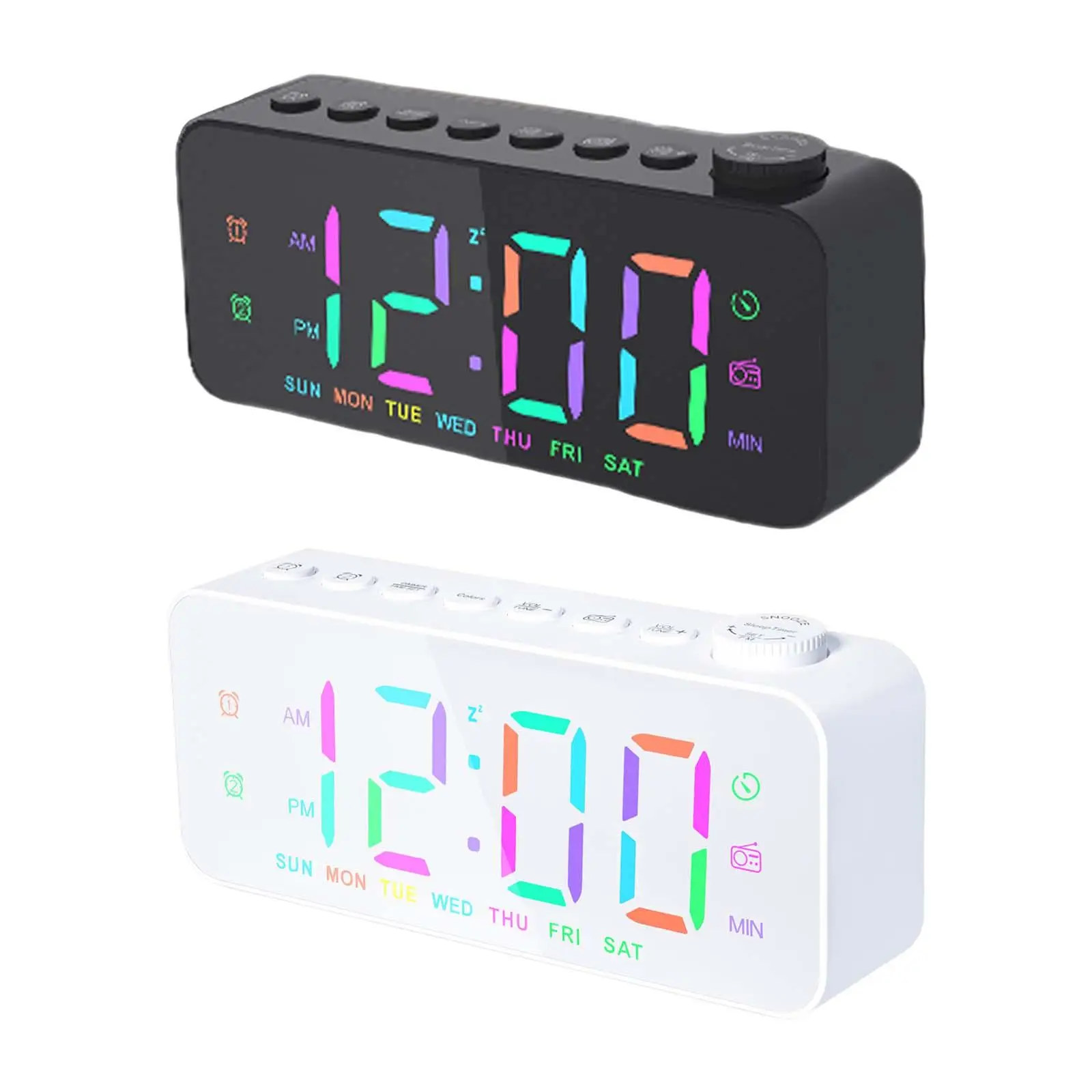 12/24 Hour Large Display Modern Led Clock Snooze Digital Alarm Clocks For Living Room Bedroom Learning Teens