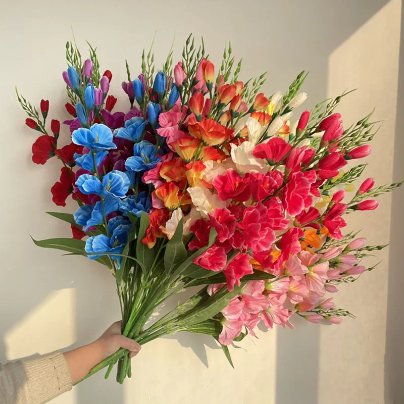 

Imitation Flower 5 Fork Sword Orchid Magnolia Orchid Silk Flower Home Wedding Hotel Auditorium Layout Vase Decoration Flower