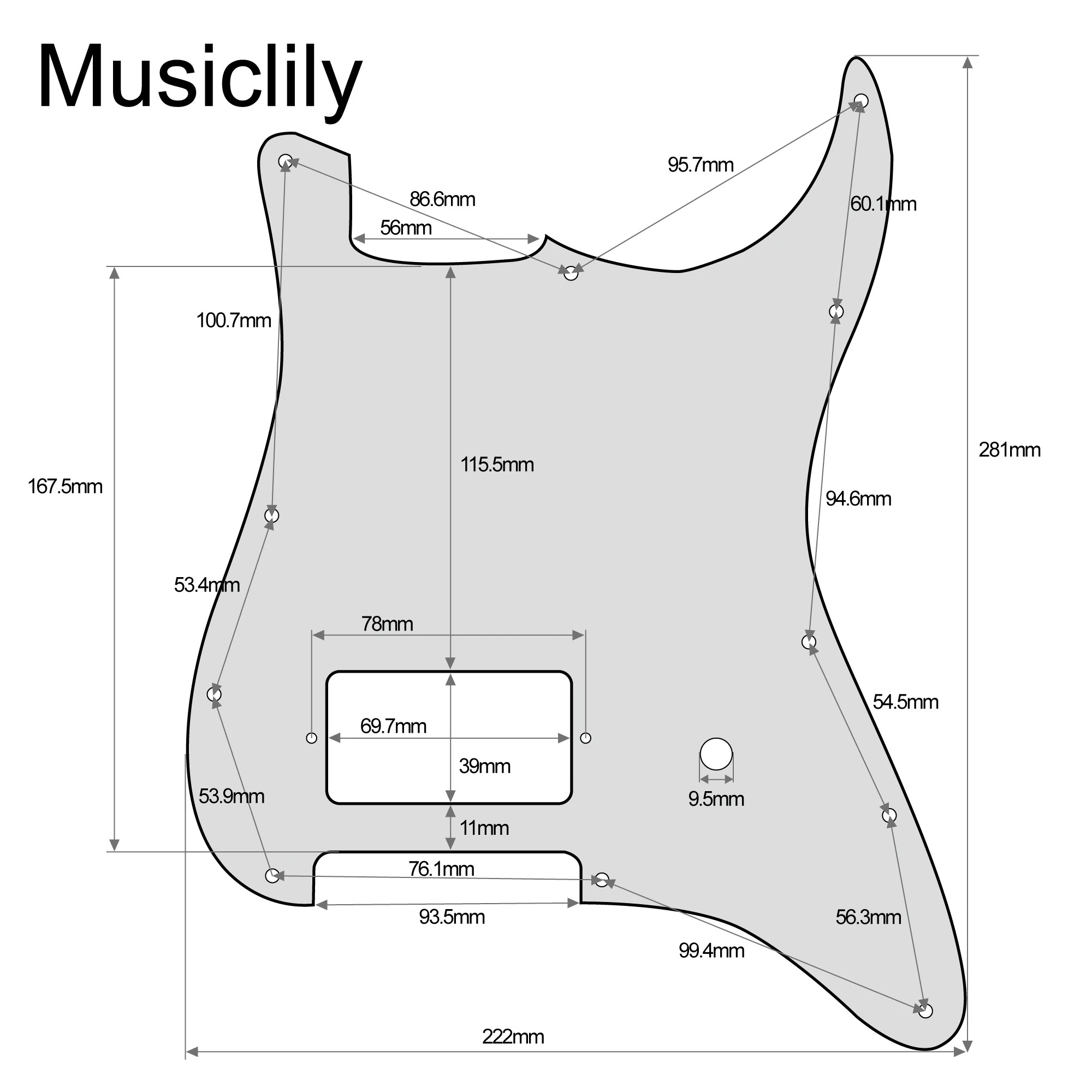 Фото Musiclily Pro 11-луночный хамбакер с одним покрытием и горшок для гитары для гитары США/Mexico Fender Tom Delonge ST Style №2