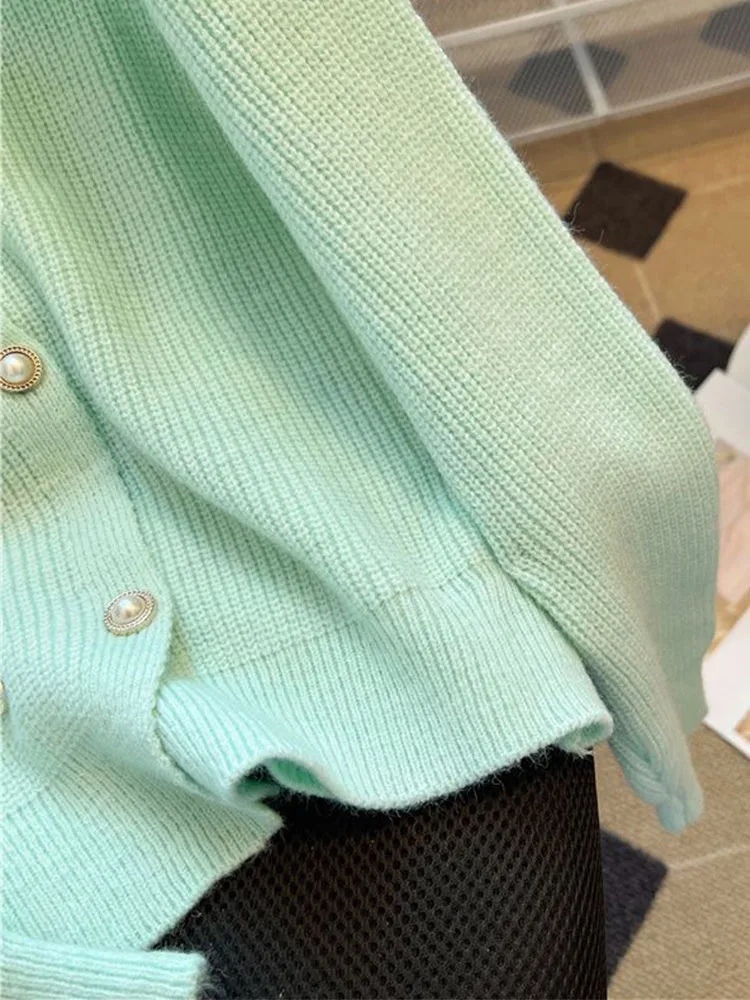 Корейские модные осенне-зимние зеленые кардиганы однобортный уютный лоскутный