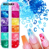 3d mixed letter nail sequins for nail art decorations rainbow colors alphabet glitter flakes gel polish diy charm nail supplies