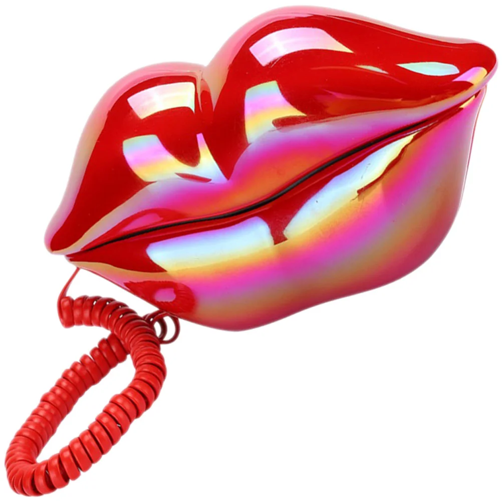 

Red Lip Lips Ornament Landline Mouth Corded Telephone Creative Tabletop Dial Telephones Adore Novelty Decor Wired Shaped