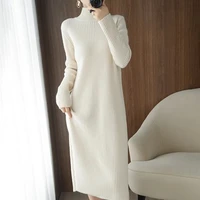 korean fashion casual aesthetic maxi sweater dress for women winter autumn loose women robe long vintage dresses knitted bodycon