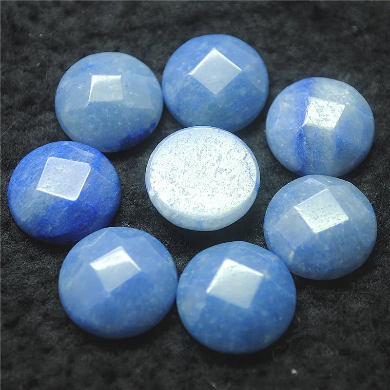 

12PCS Nature Blue Aventurine Stone Cabochons Red Unakite Beads Faceted Surface Size 18MM DIY Jewelry Accessories Free Shippings