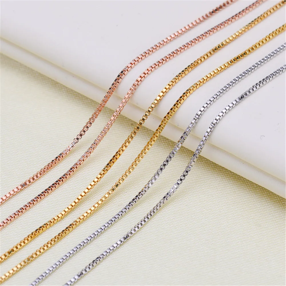 

DIY Pearl accessories 925 sterling silver necklace plated platinum gold rose gold box chain