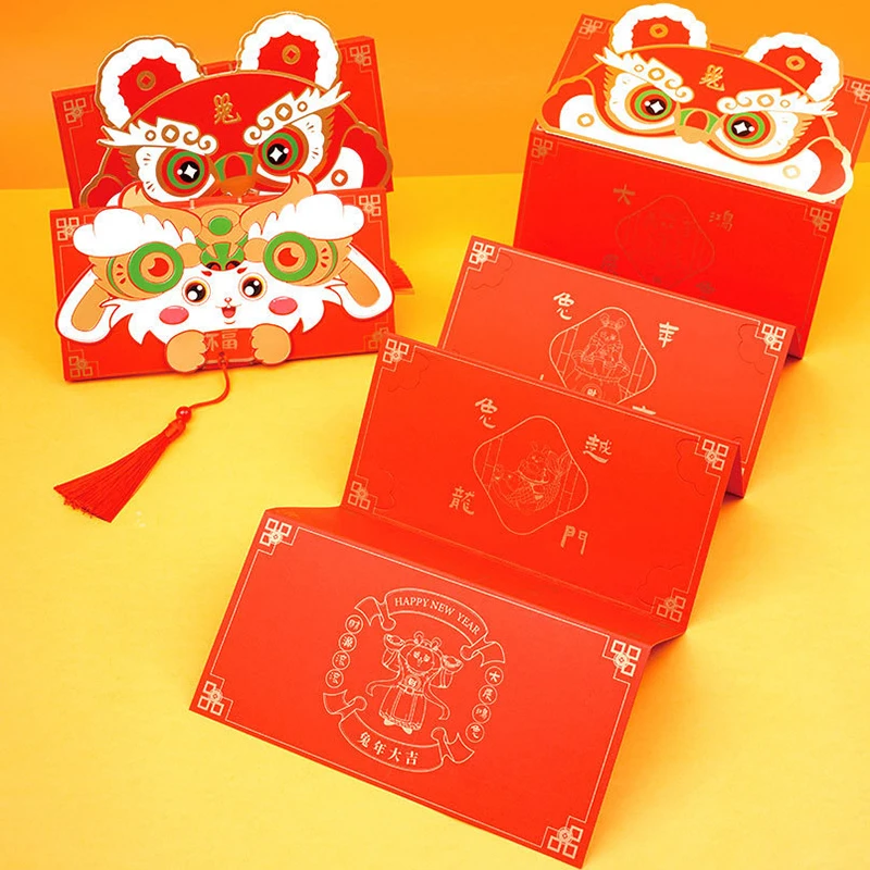 

2023 год кролика красный конверт карман для денег благословение нового года Hongbao красный конверт украшения