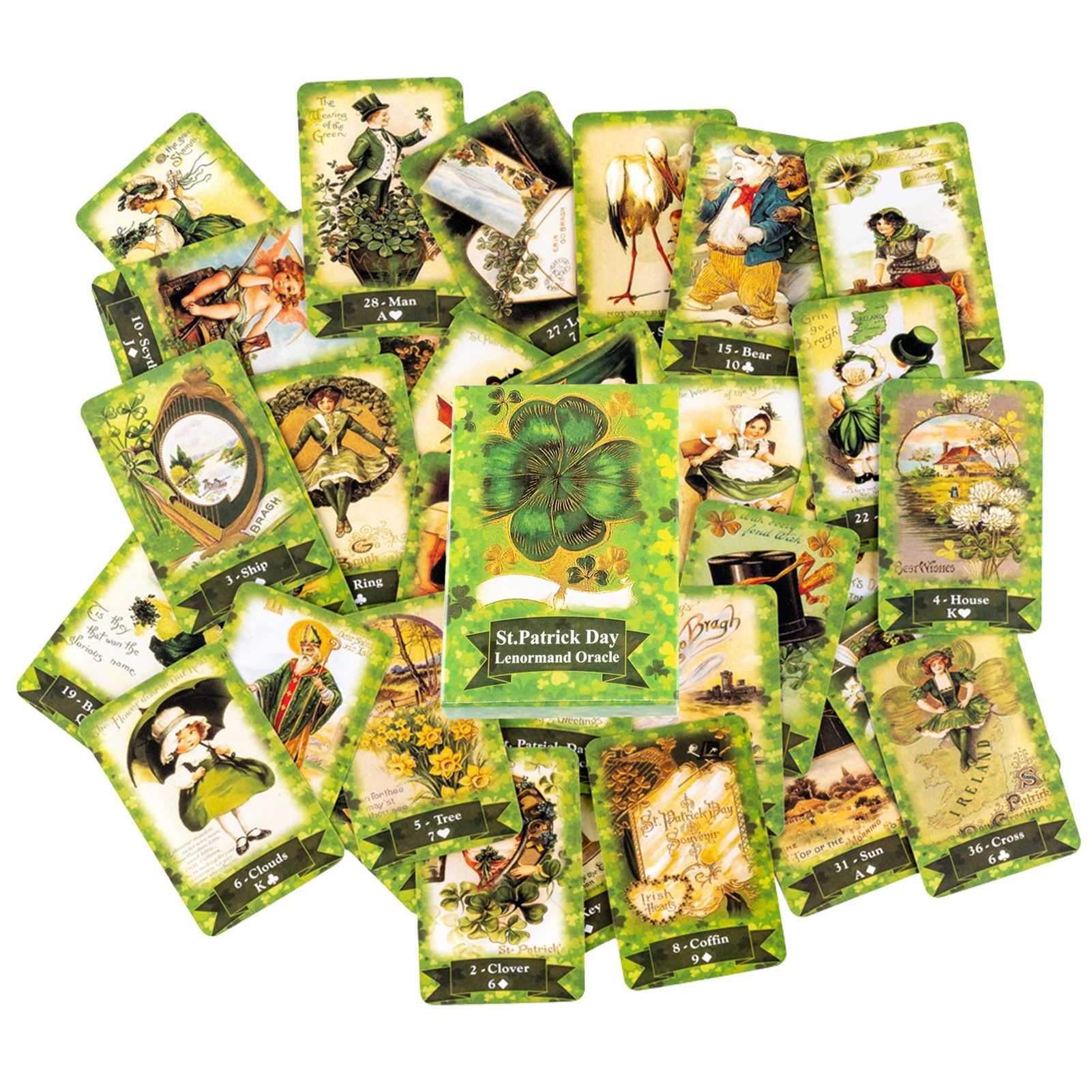 

English Tarot Cards Clover Reynolds Tarot Cards St Patrick Day Lenormand Oracle Tarot Deck Cards Set Divination Fate Board Games