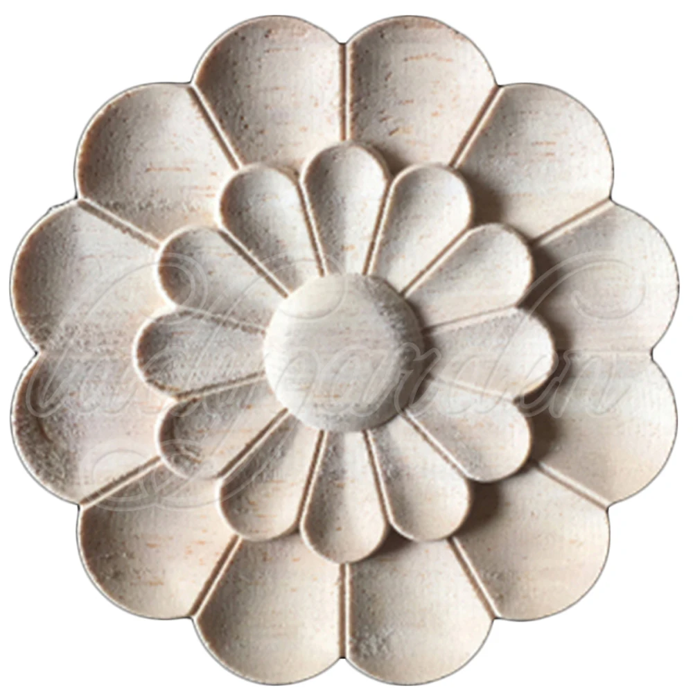

20CM Decorative Unpainted Wood Carved Corner Onlay Applique Frame Door Decorate Wall Furniture Decorative Wooden Miniatures