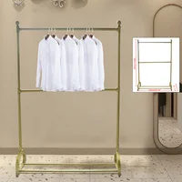 Gold Clothing Rack Display Garment Rack With Bottom Shelves Shoes Rack Clothing Hanger Stand Clothing Retail Store Home Office