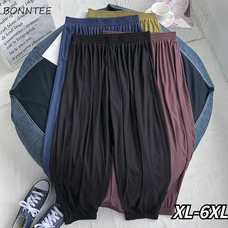 

Брюки женские повседневные свободные, однотонные универсальные джоггеры до щиколотки, с завышенной эластичной талией, в стиле преппи, мягкие, Ins