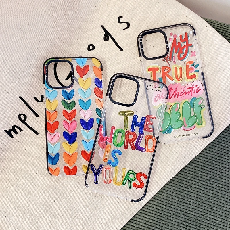 

ins Fashion Street Letter Label Korea Phone Case For iPhone 11 12 13 Pro Mini XS Max X XR 7 8 Plus SE 2 Mirror Soft TPU Cover