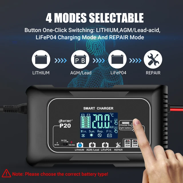 20A 12V-24V Smart Car Battery Charger 2