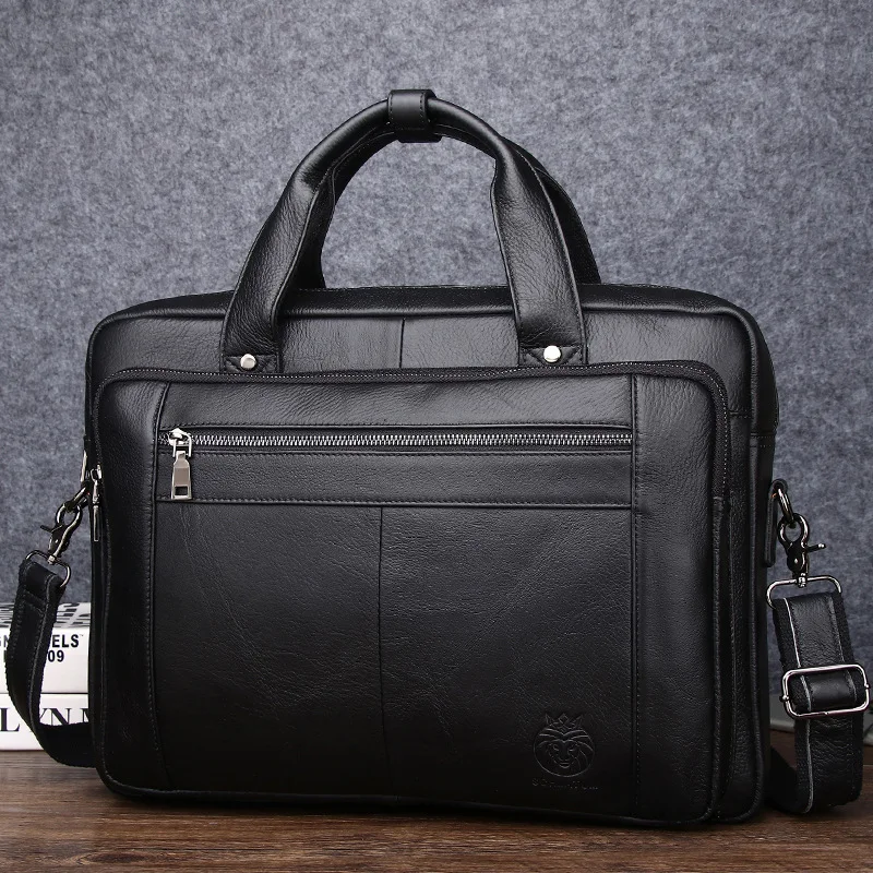 New Luxury Cow Genuine Leather Business Men's Briefcase Male Briefcase Shoulder Bag Men Messenger Laptop Computer Bag 16 Inch